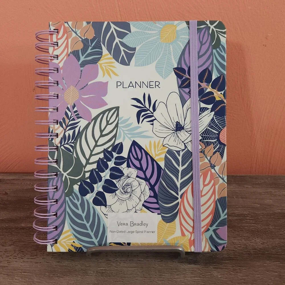 Vera Bradley Non-Dated Planner, Mini Notebook, & Ball Point Pen - Palm Floral